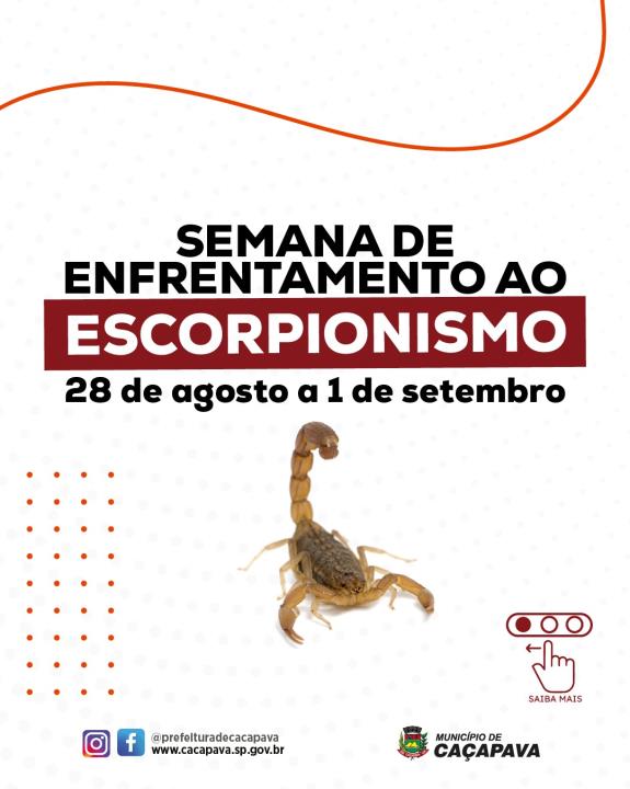 Caçapava promove semana estadual de enfrentamento ao escorpionismo