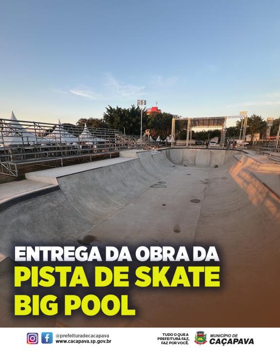Prefeitura entrega obra da pista de skate Big Pool durante cerimônia nesta sexta-feira (26), às 18h