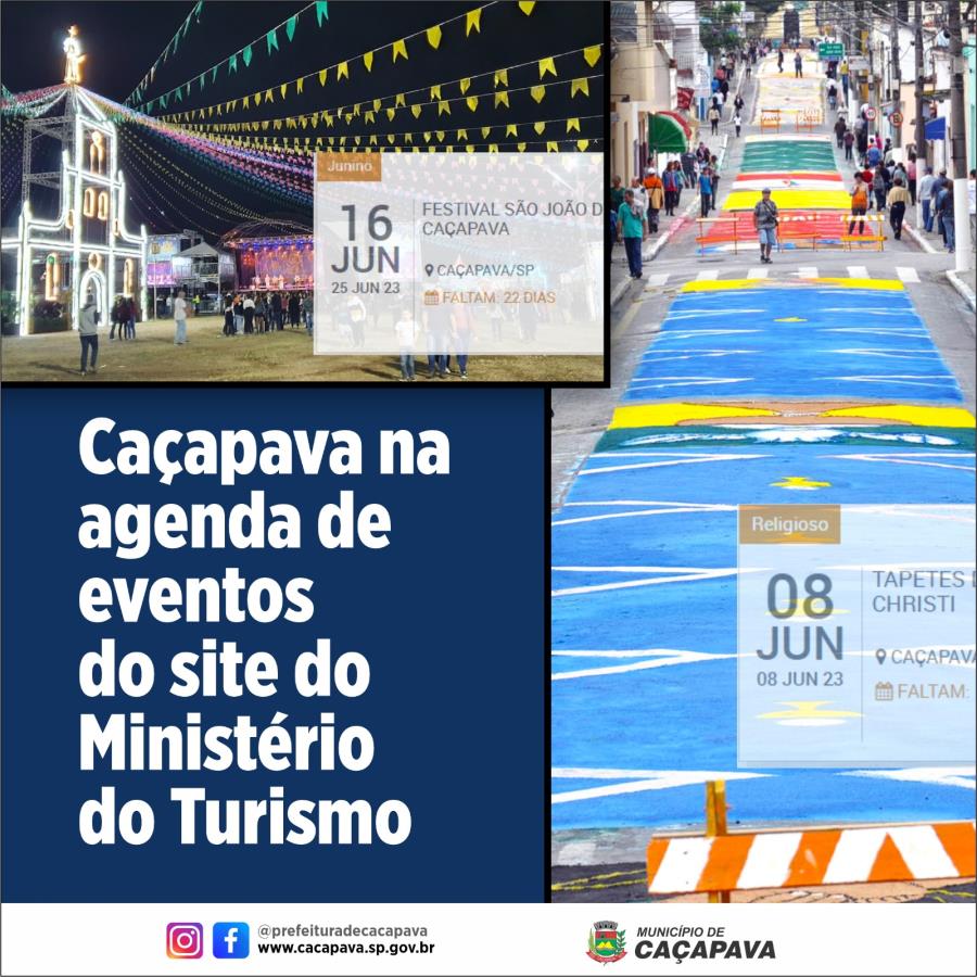 Festival São João de Caçapava e Corpus Christi são inseridos na agenda de eventos do site do Ministério do Turismo