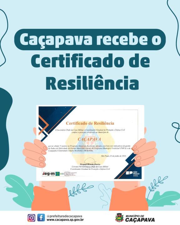 Caçapava recebe o Certificado de Resiliência