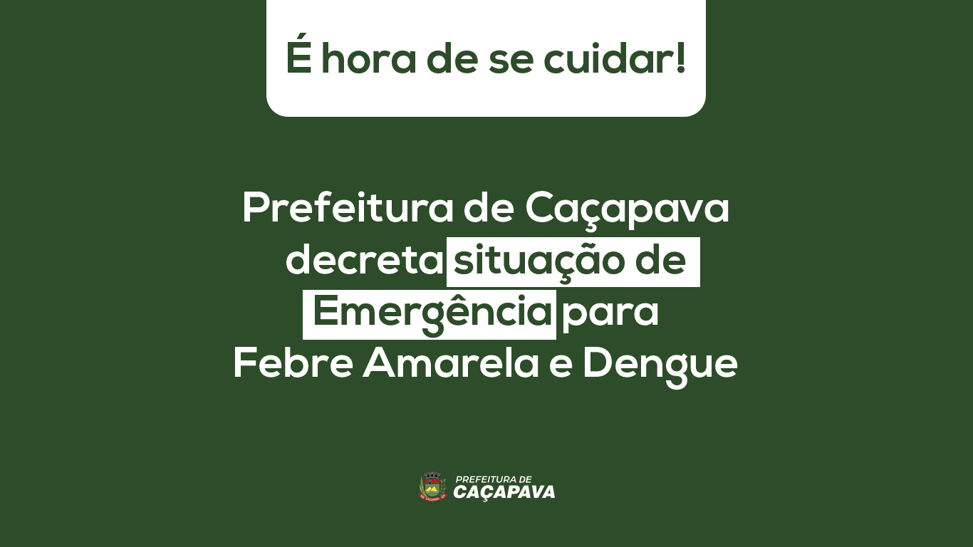 Prefeitura de Caçapava decreta situação de Emergência para Febre Amarela e Dengue