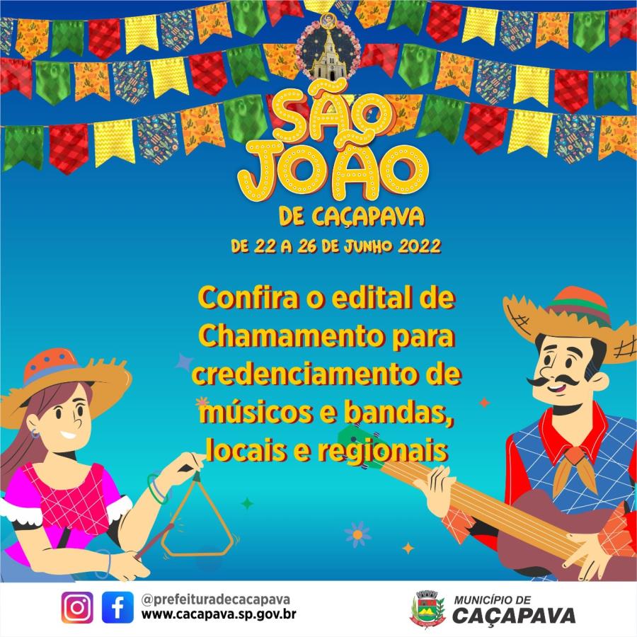 Prefeitura lança edital de chamamento para bandas e músicos locais interessados em se apresentar no Festival São João de Caçapava