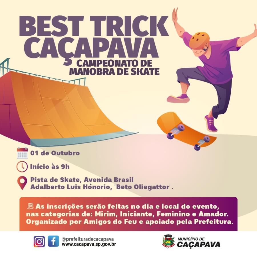 Torneio de Manobra de Skate acontece em Caçapava neste domingo (01)