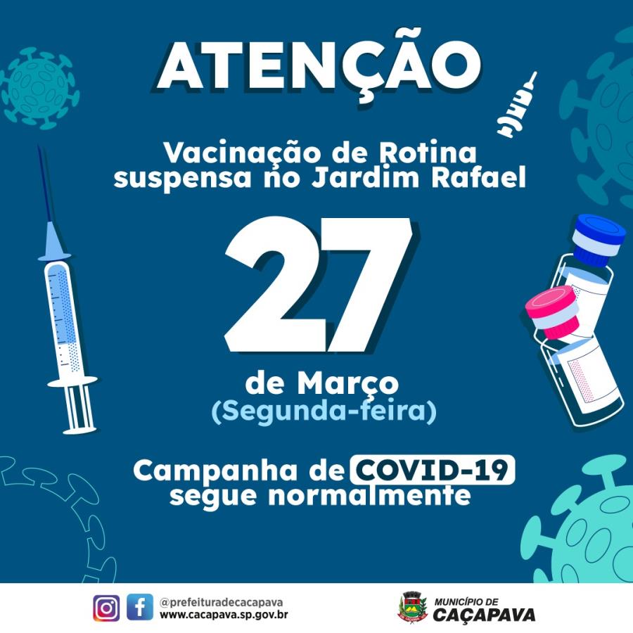 Vacinação de rotina continua suspensa no Jardim Rafael nesta segunda (27) para reposição de estoque