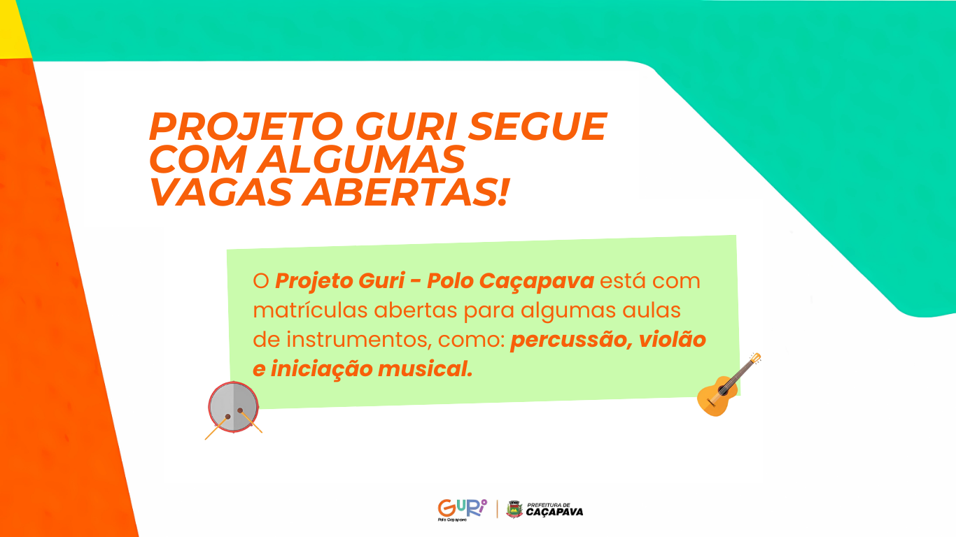 Projeto Guri – Polo Caçapava ainda está com vagas abertas para alguns instrumentos