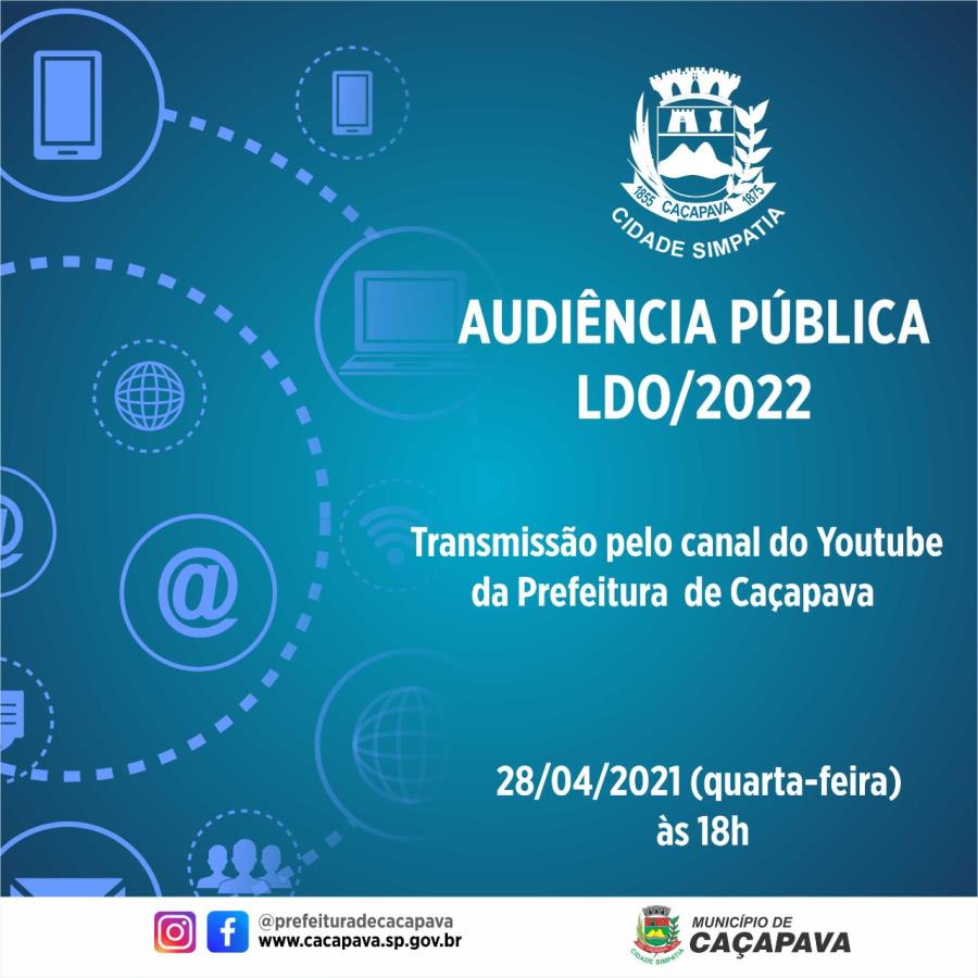 Prefeitura realiza audiência pública virtual nesta quarta-feira (28), às 18h, sobre Lei de Diretrizes Orçamentárias