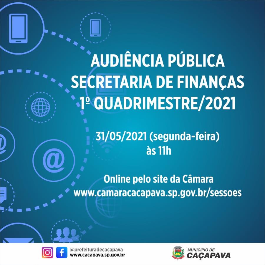 Secretaria de Finanças de Caçapava realiza audiência pública segunda-feira (31), às 11h