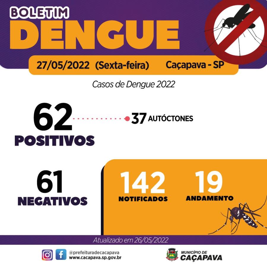 Boletim semanal Dengue - 27 de maio de 2022