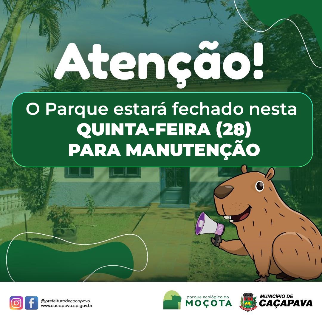Parque da Moçota não abrirá nesta quinta-feira (28) para serviços de manutenção