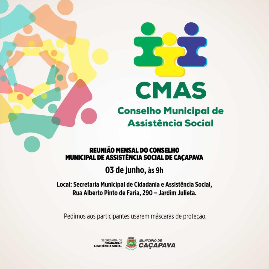 Conselho Municipal da Assistência Social realiza reunião na próxima quarta.