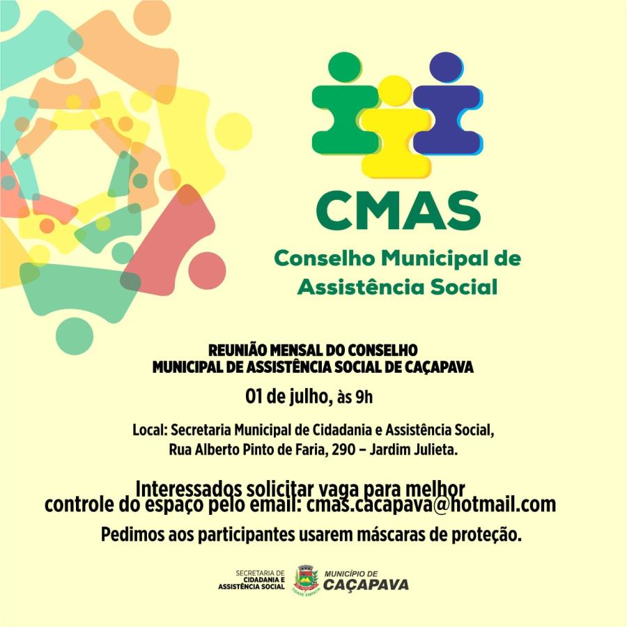 Conselho Municipal de Assistência Social realiza reunião mensal nesta quarta-feira (01/07)