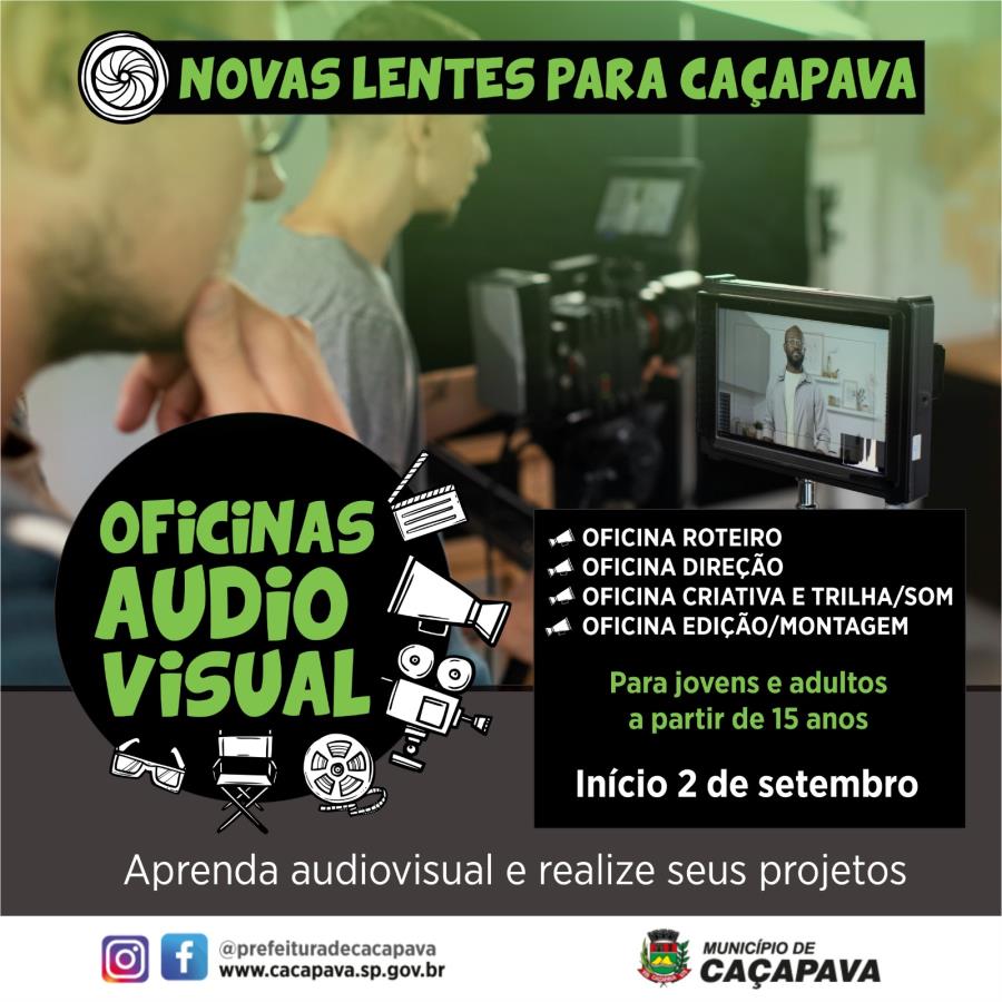 Prefeitura de Caçapava oferece 35 vagas em oficinas gratuitas de audiovisual para jovens a partir de 15 anos