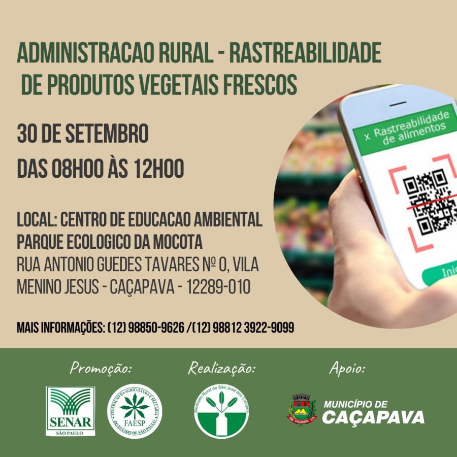 Inscrições abertas para curso gratuito “Administração Rural – Rastreabilidade de Produtos Vegetais Frescos”