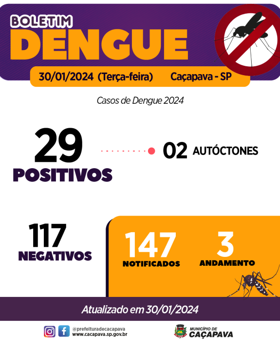 Boletim Dengue - 30 de janeiro de 2024
