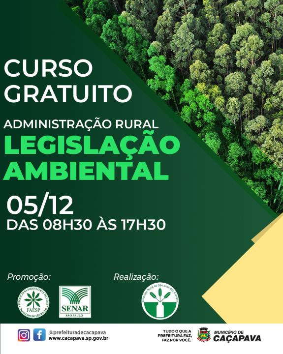 Inscrições abertas para o curso Administração Rural – Legislação Ambiental