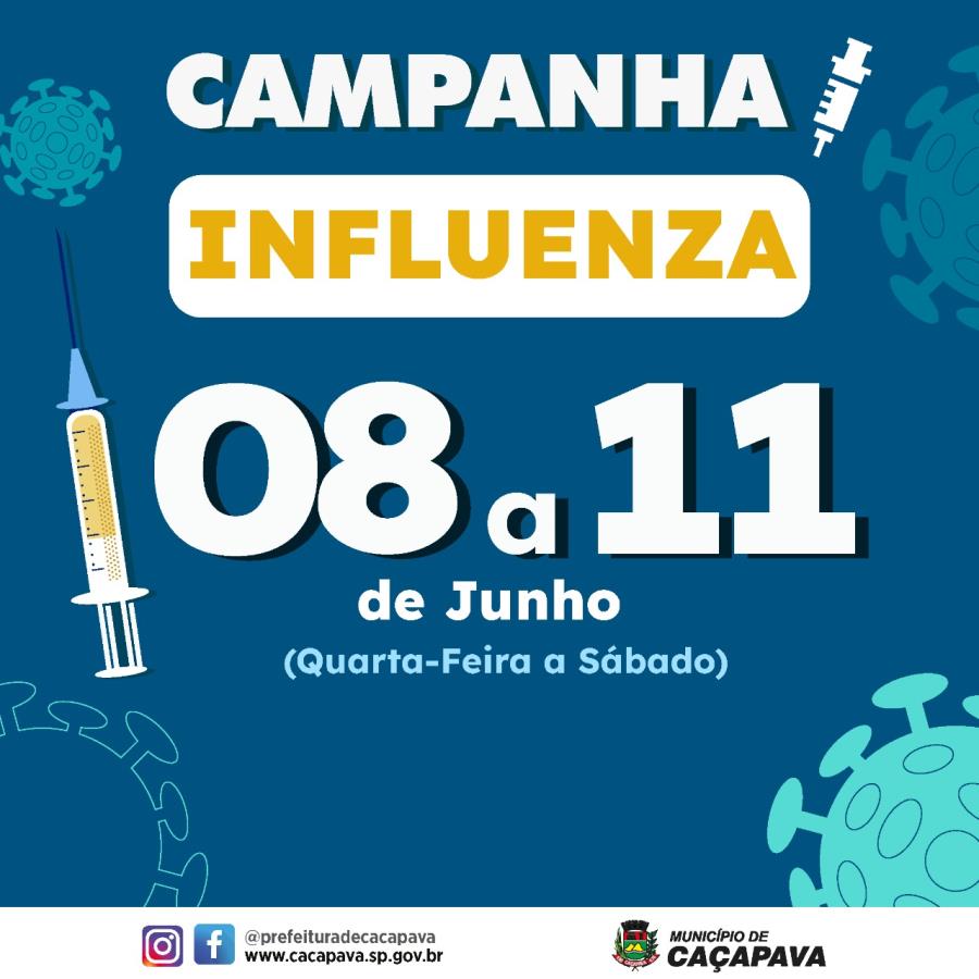 Caçapava tem menos de 50% da população vacinada contra a Influenza e campanha continua até dia 23 de junho