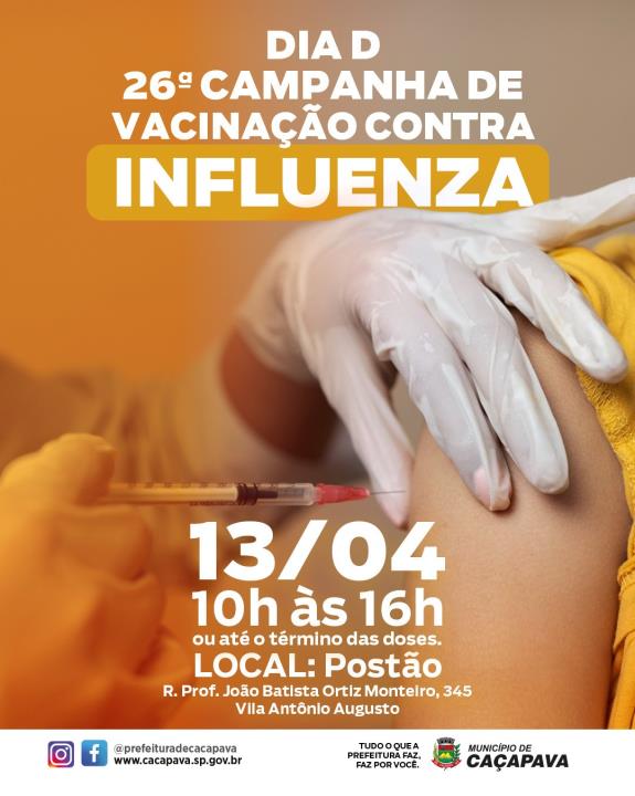 Dia D da campanha contra a Influenza acontece neste sábado (13)
