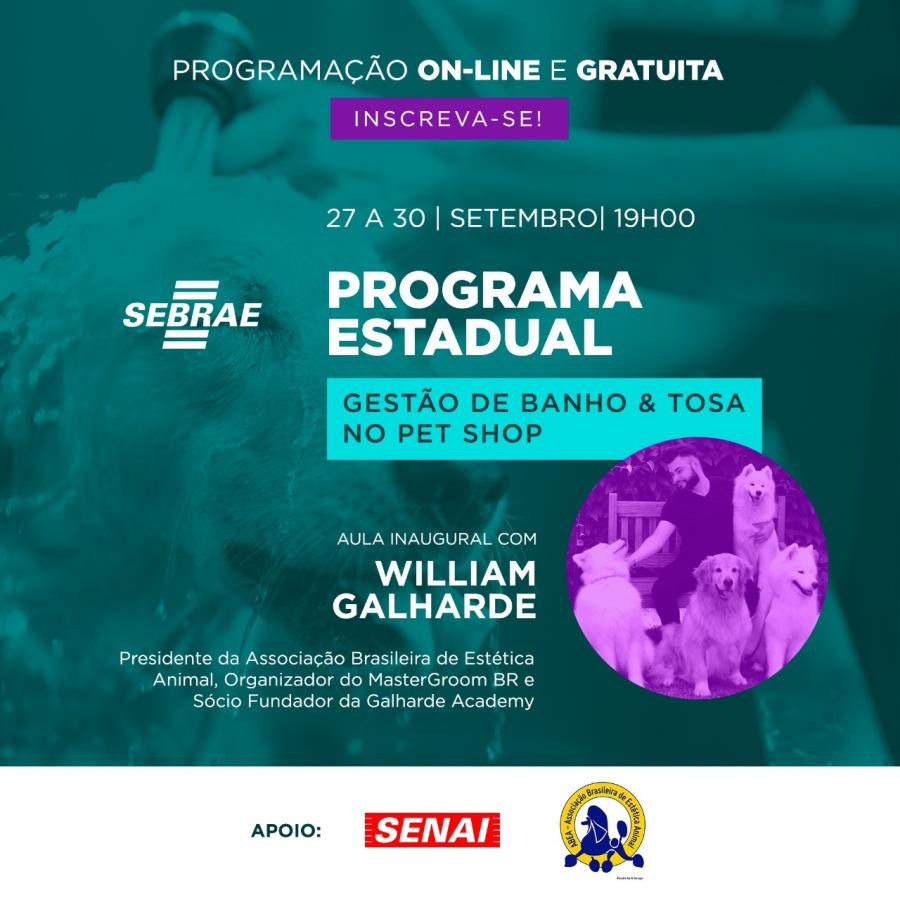 Sebrae está com inscrições abertas para curso de Gestão de Banho e Tosa