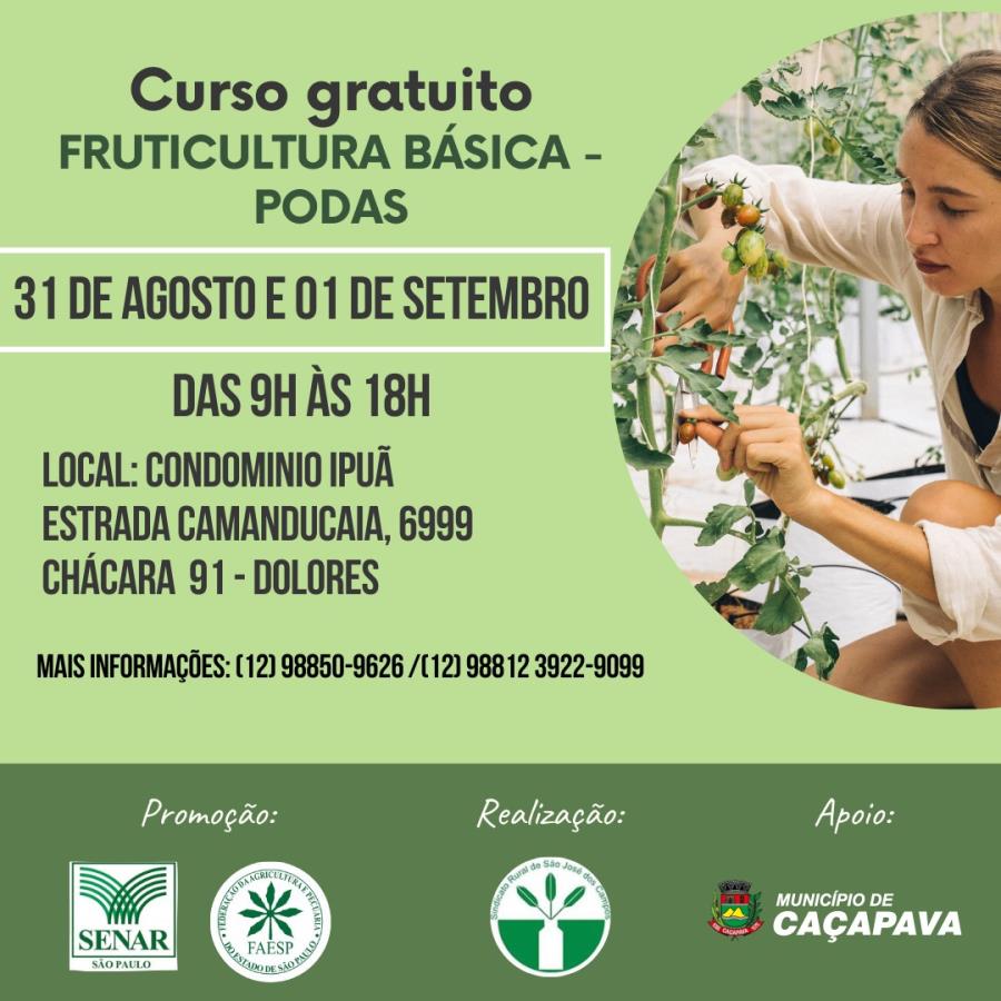 Inscrições abertas para curso gratuito de Fruticultura – poda de árvores
