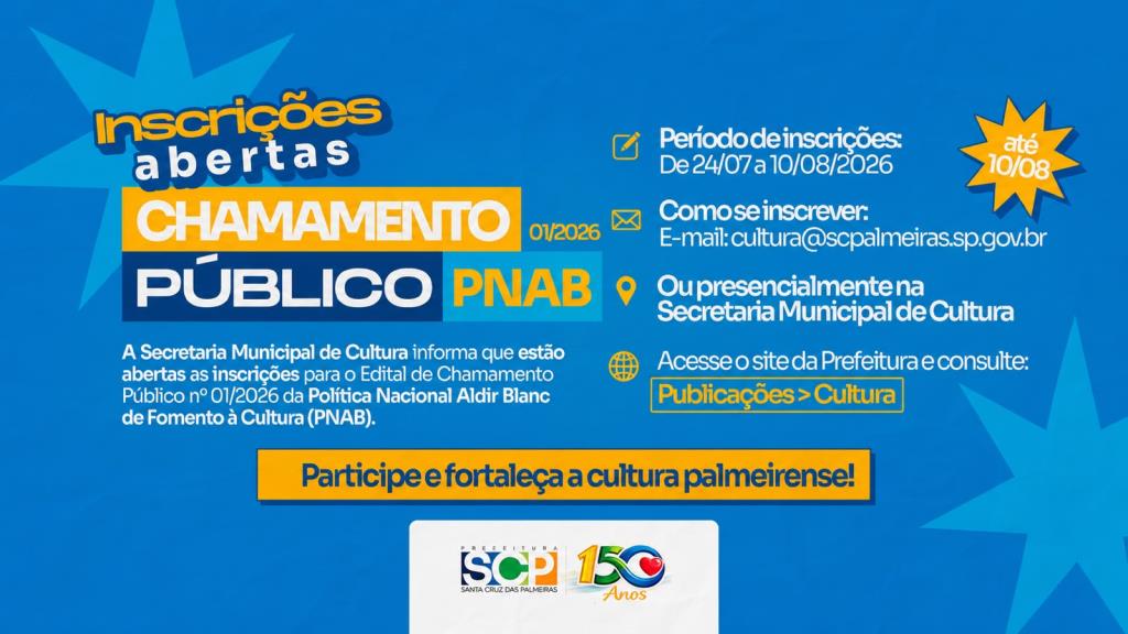 🎭 Inscrições Abertas | Chamamento Público PNAB 01/2026