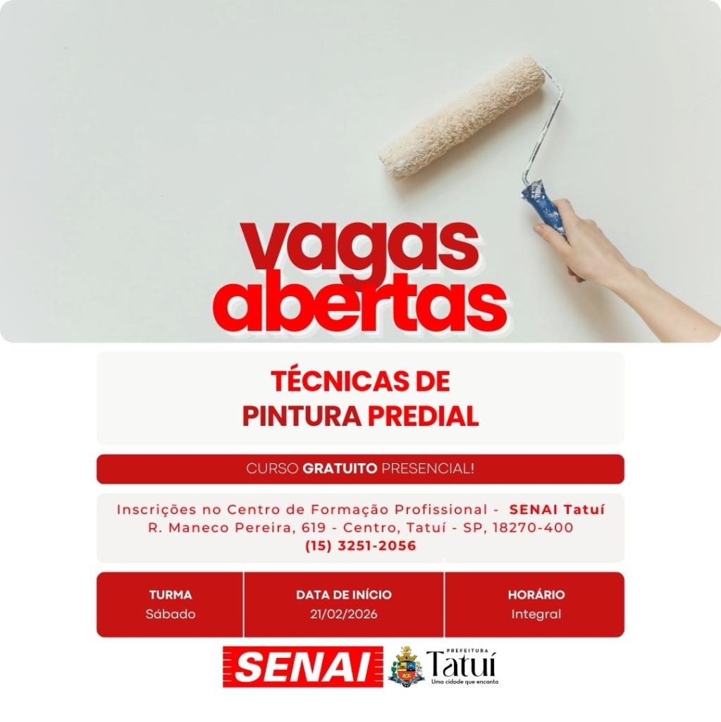 CURSO GRATUITO - TÉCNICAS DE PINTURA PREDIAL (SENAI)