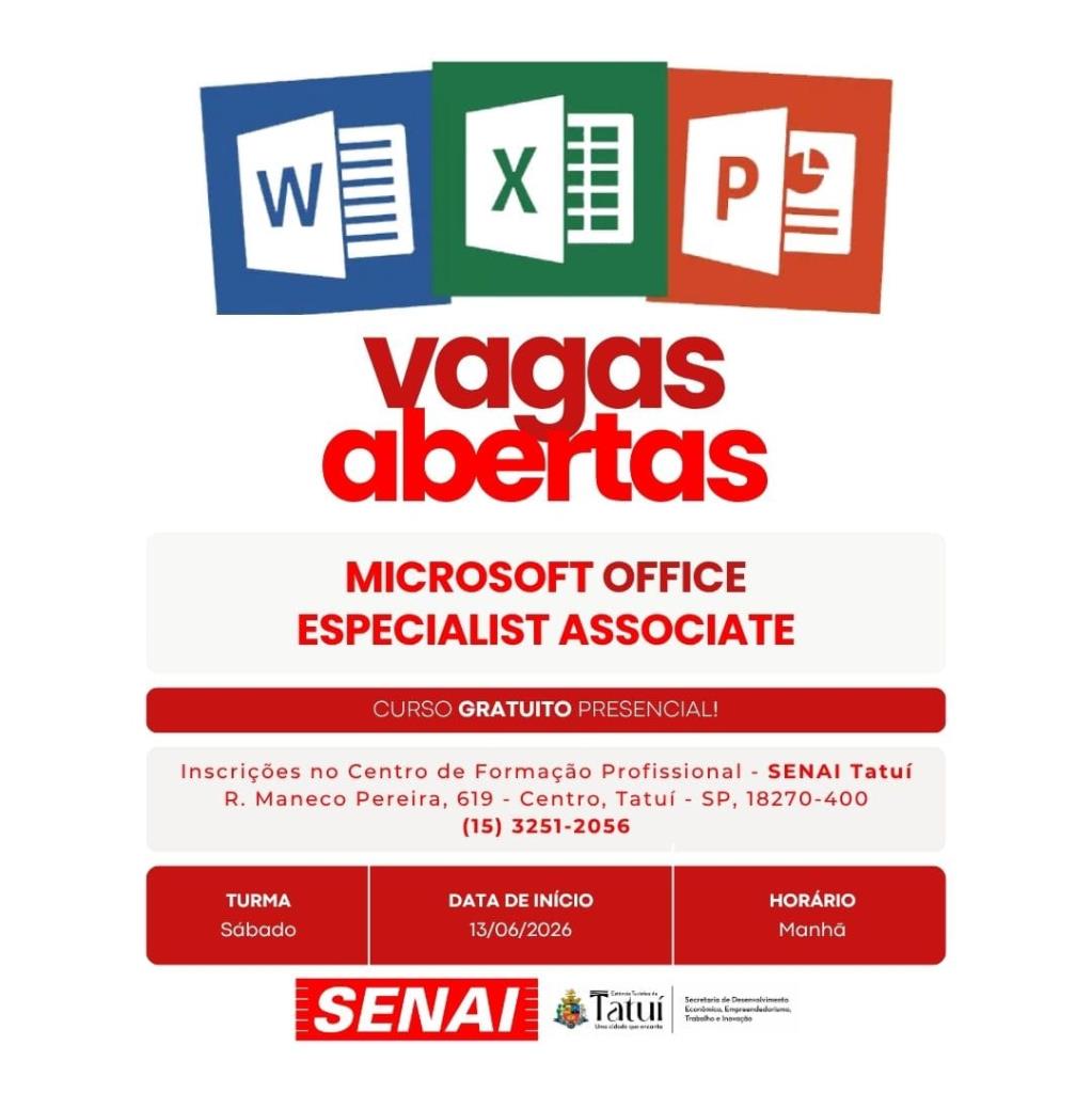 💻 SENAI - CURSO GRATUITO - MICROSOFT OFFICE SPECIALIST ASSOCIATE ✨