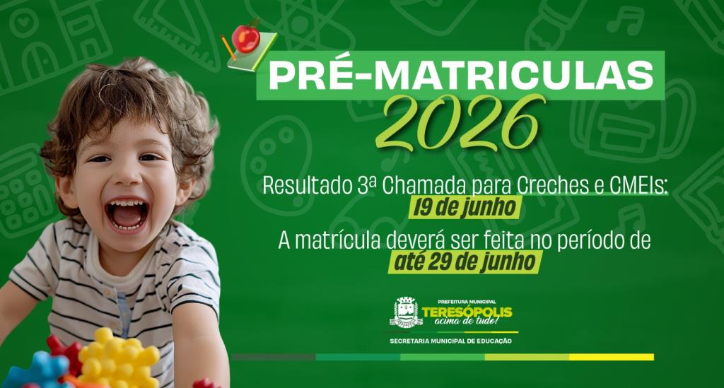 Educação divulga resultado da 3ª Chamada da Pré-matrícula para creches na próxima sexta, 19