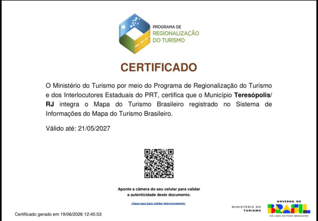 Teresópolis conquista categoria máxima no Mapa do Turismo Brasileiro e se consolida entre os principais destinos do Rio de Janeiro