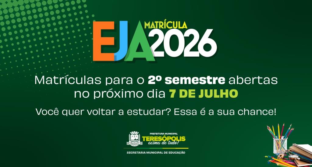 EJA 2026: matrículas para o 2º semestre abertas no próximo dia 7 de julho