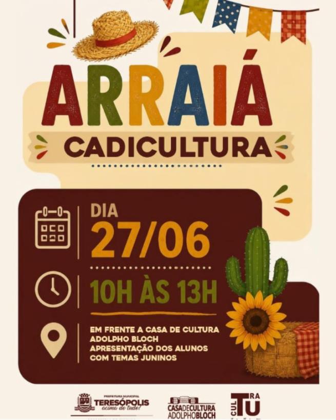 ‘Arraiá Cadicultura’ terá apresentações de alunos, em Teresópolis