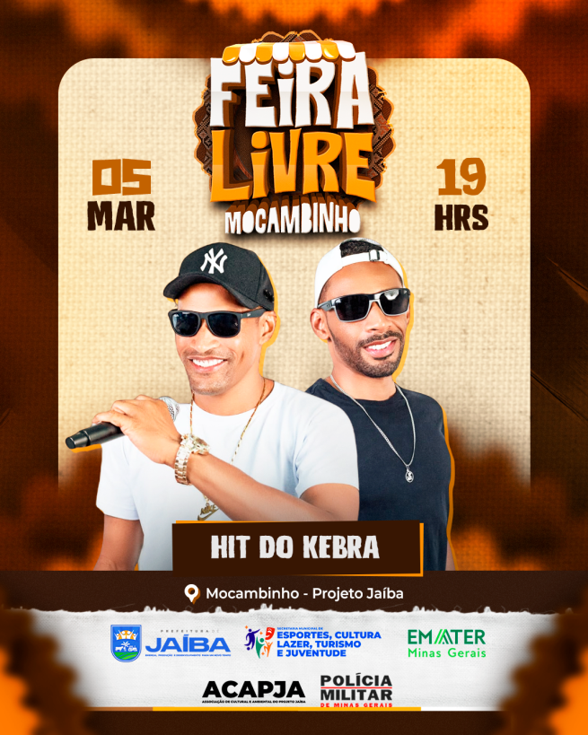 FEIRA LIVRE EM MOCAMBINHO NO PROJETO JAÍBA, NESTA QUINTA-FEIRA(05/03) - SECRETARIA DE ESPORTES, CULTURA, LAZER, EVENTOS, TURISMO E DA JUVENTUDE