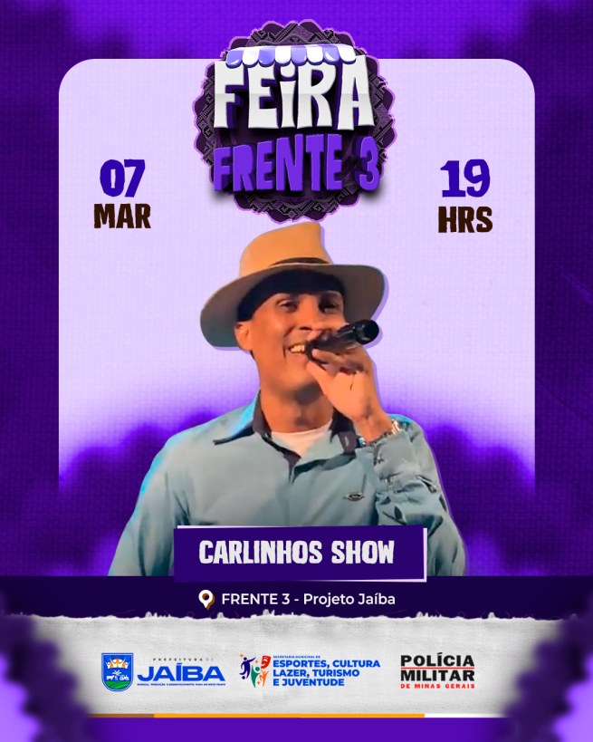 FEIRA LIVRE NA FRENTE 3, NO PROJETO JAÍBA, NESTE SÁBADO(07/03)- SECRETARIA DE ESPORTES, CULTURA, LAZER, EVENTOS, TURISMO E DA JUVENTUDE