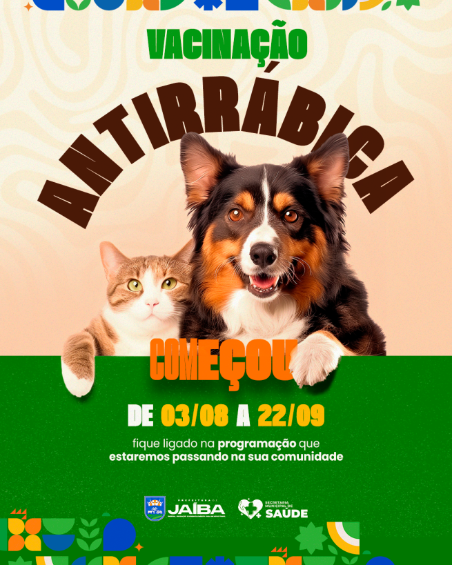 CAMPANHA DE VACINAÇÃO ANTIRRÁBICA JÁ COMEÇOU EM JAÍBA