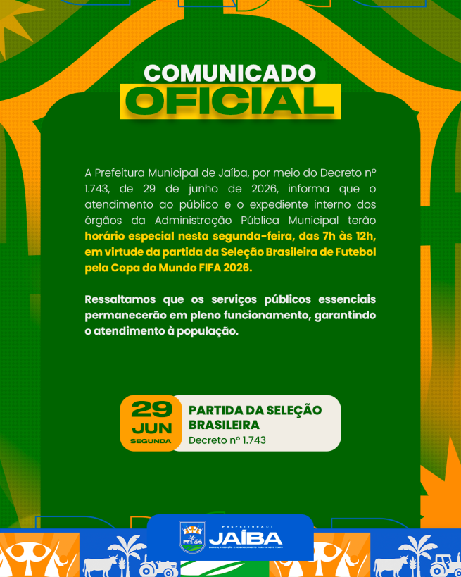 DECRETO N°1.743 DE 29 DE JUNHO DE 2026 - COPA DO MUNDO 2026