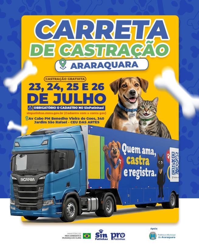 Carreta de Castração estará em Araraquara de 23 a 26 de julho
