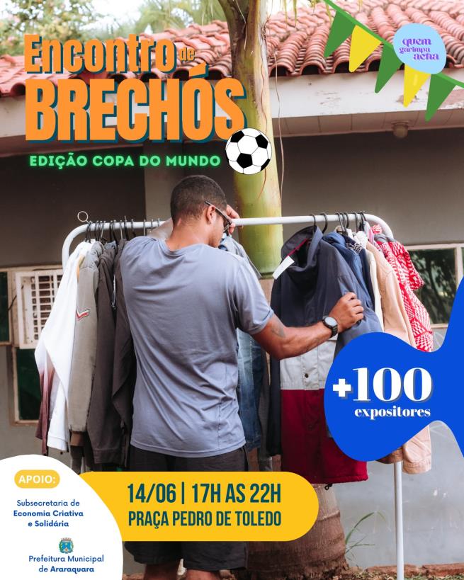 Domingo (14): Encontro de Brechós Quem Garimpa Acha entra no ritmo da Copa