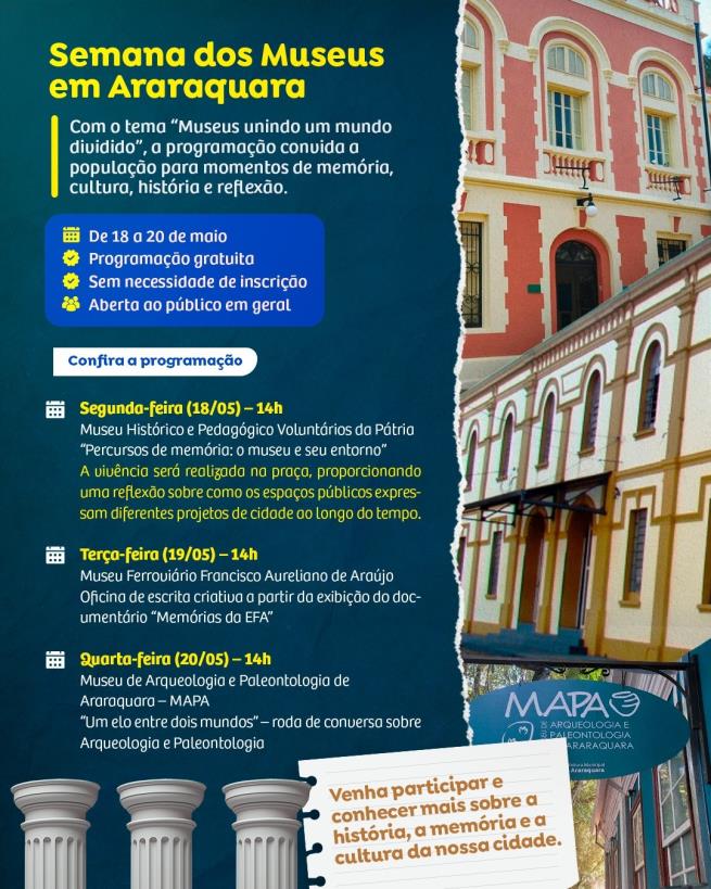 Semana dos Museus tem atividades em museus municipais direcionadas à jovens e adultos