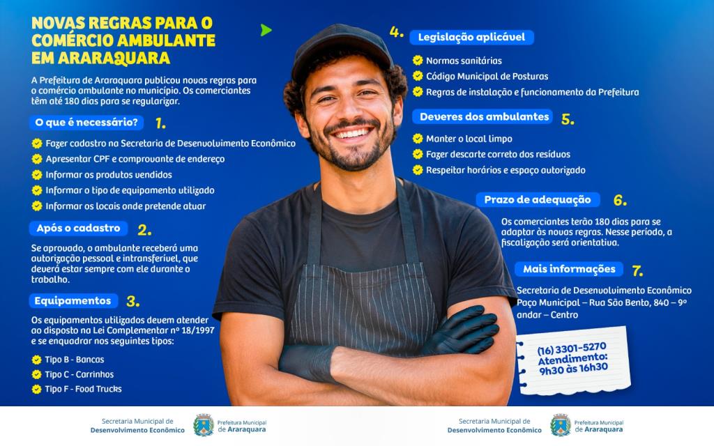 Prefeitura divulga novas regras para o comércio ambulante em Araraquara
