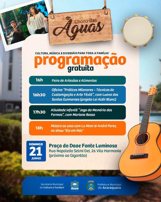Choro das Águas tem diversas atrações neste domingo (21)