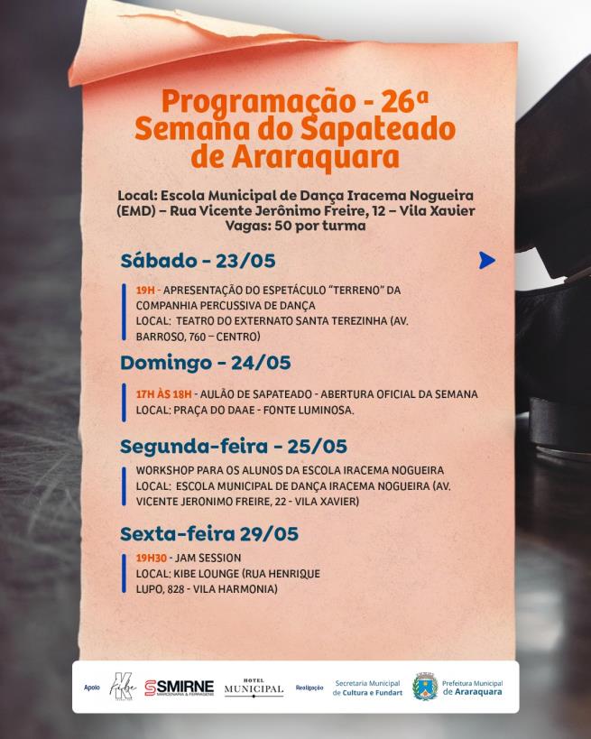 26ª Semana do Sapateado: Araraquara celebra a dança