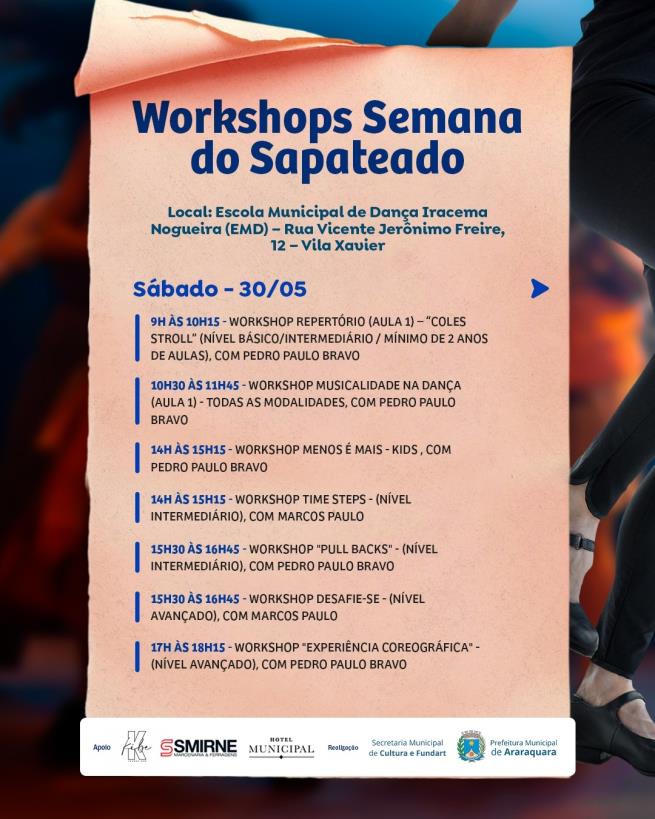 Workshops gratuitos da Semana do Sapateado estão com inscrições abertas