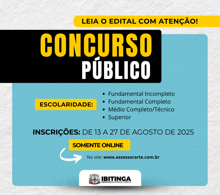 Prefeitura de Ibitinga abre inscrições para Concurso Público