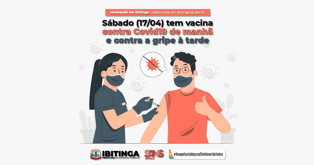 Ibitinga: sábado (17) tem vacina contra Covid19 de manhã e contra a gripe à tarde