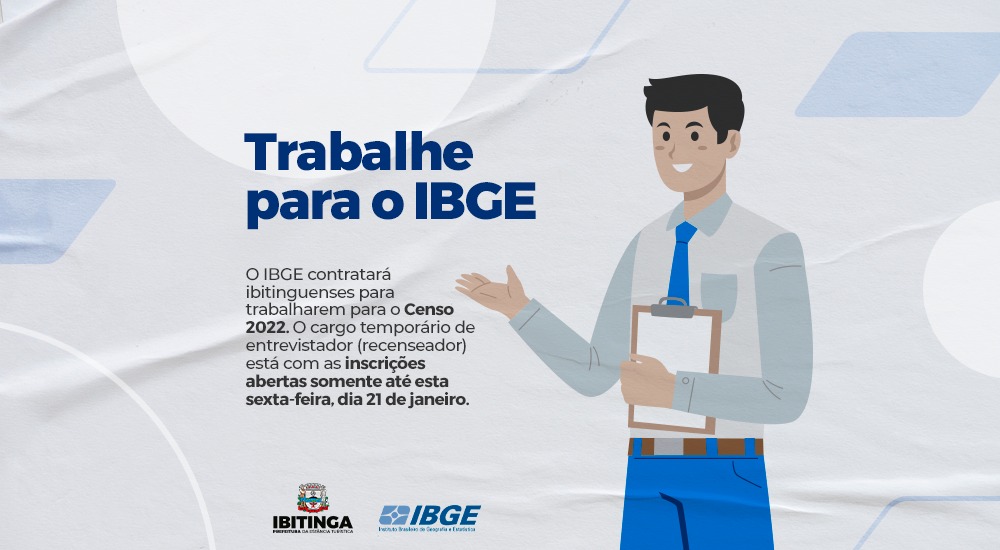 Ibitinga: oportunidade de trabalho no IBGE encerra-se nesta sexta-feira (21)