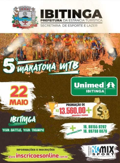 5ª Maratona MTB acontece neste domingo (22), em Ibitinga 