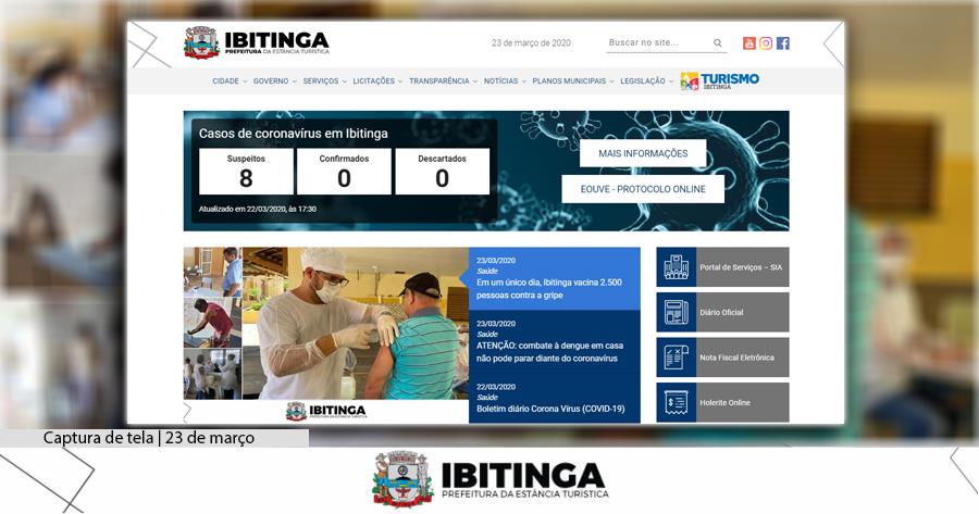 Portal da Prefeitura de Ibitinga cria contator online dos casos de coronavírus na cidade