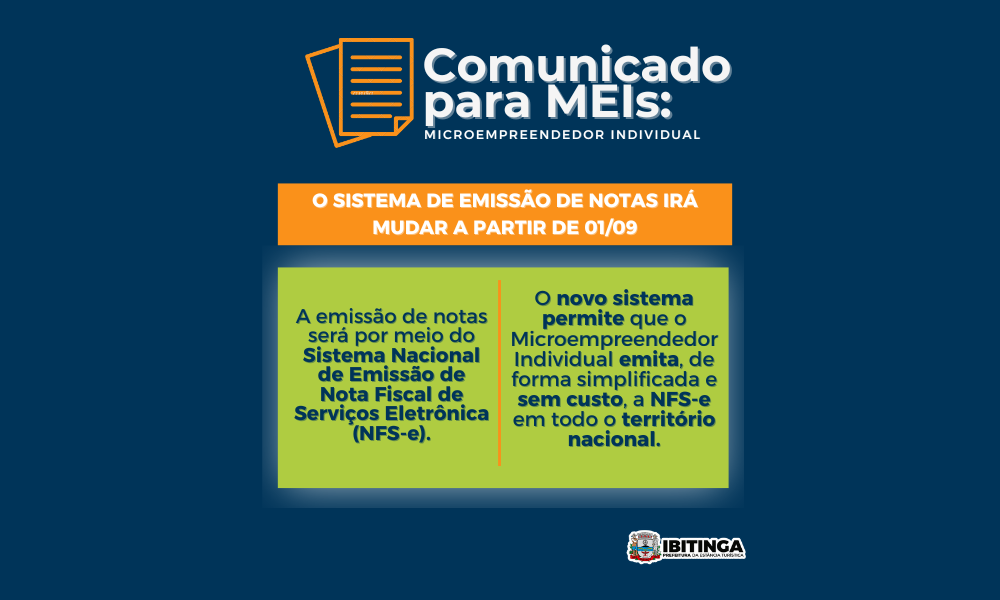 Comunicado: Nota Fiscal de Serviço Emissor Nacional para MEI -  Microempreendedor Individual, Prefeitura, Notícias