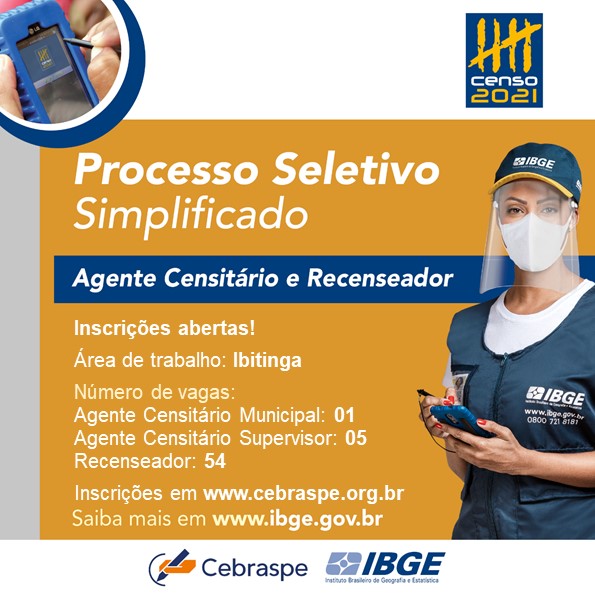 Ibitinga: IBGE contratará 60 pessoas para trabalho temporário no Censo 2021