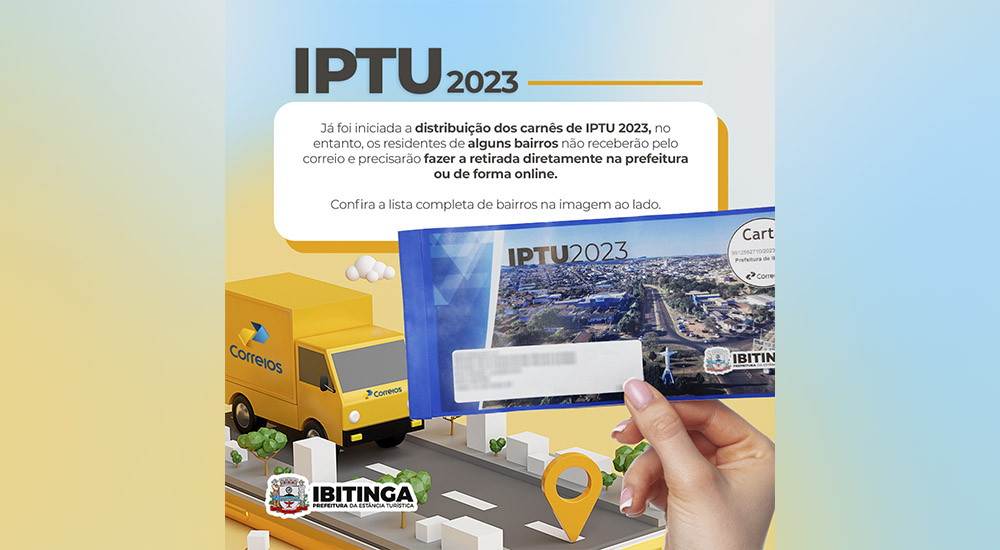 Confira os bairros que devem retirar o carnê do IPTU na Prefeitura de Ibitinga 