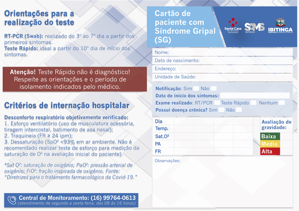 Covid-19: carteirinha individual é criada para pacientes com síndrome gripal